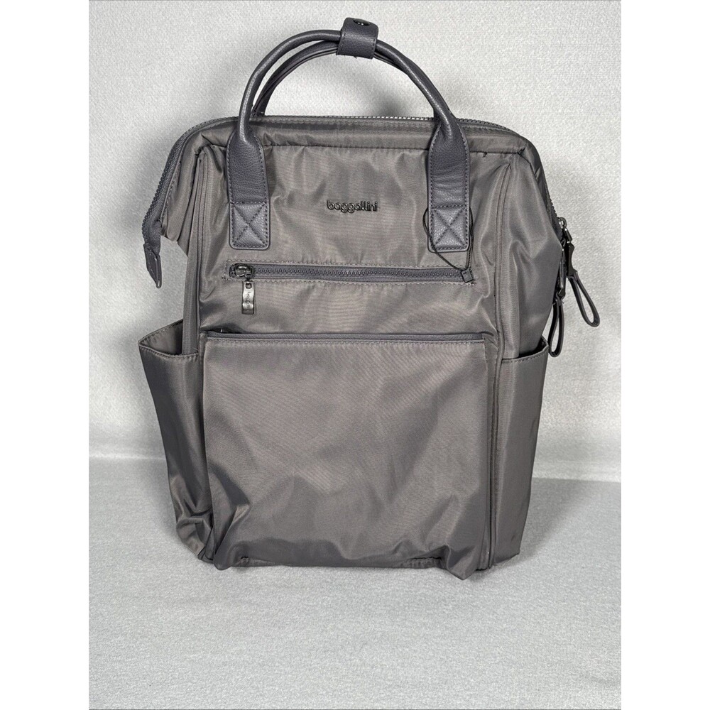 Baggallini Soho Backpack Gray Nylon Laptop Travel Bag RFID Women’s